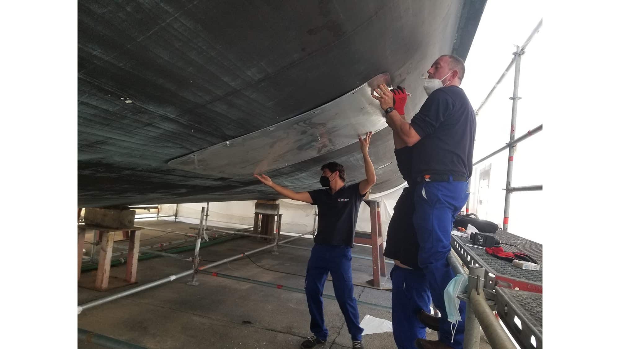 Reforma del buque Bon Vivant en aluminio para la instalación de estabilizadores